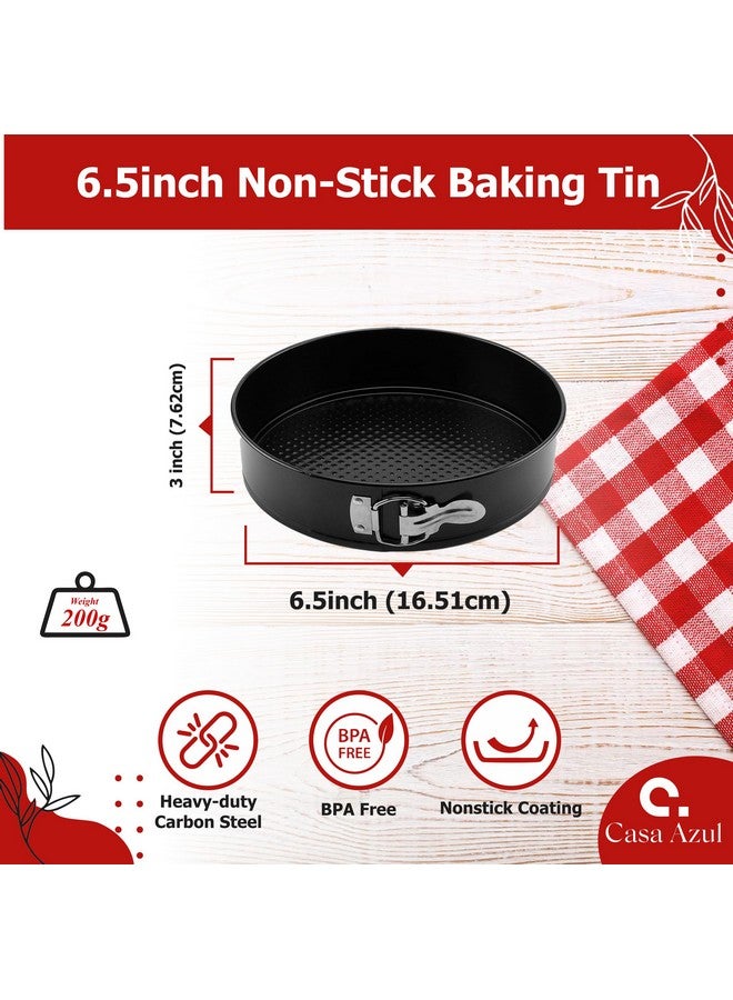 Casa Azul 6.5 Inch Springform Pan, Non Stick Cheesecake Pan/Round Cake Pan/Springform Cake Tin With Removable Bottom And Quick-Release Latch, Black - Image 3