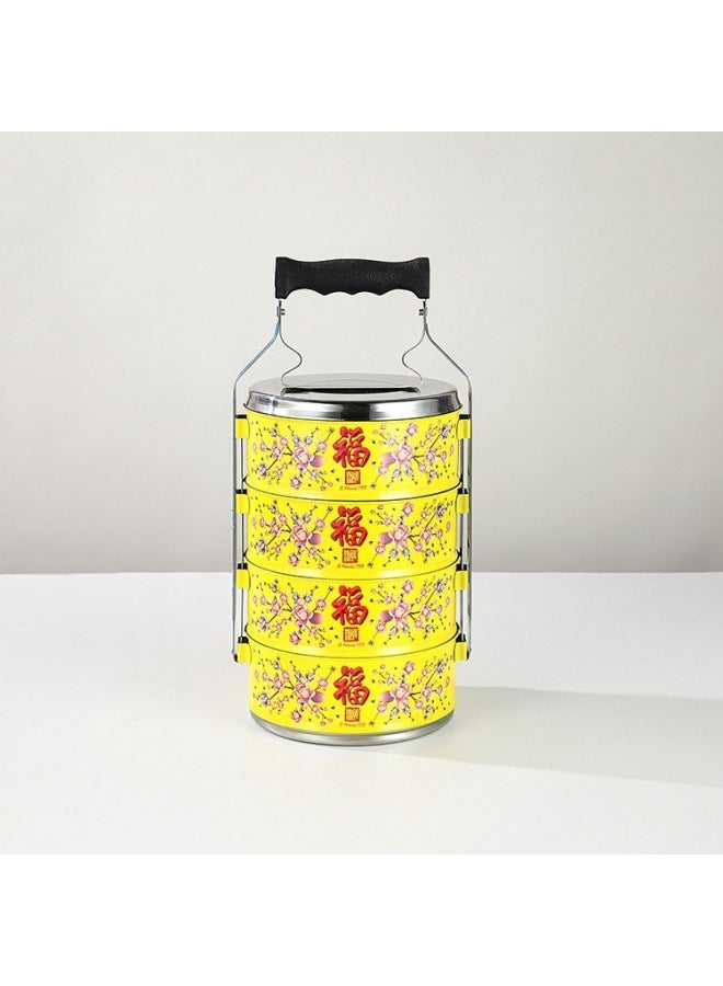 Printing LOGO Food Box Stainless Steel Partition Bowl Non-flavor Double-layer Insulation Rice Basket Pot Tiffin-Specifications:Double Layer-Color:Steel Handle 16cm  - Image 2