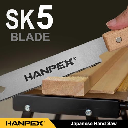 Hanpex 6-Inch Japanese Hand Saw, SK5 Pull Saw With Flexible Blade for Flush Cut Woodworking, DIY and Small Projects - Image 5