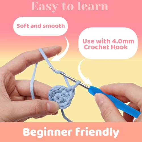 UzecPk 24x50g (42.3Oz) Easy Yarn for Crocheting and Knitting, 24x87yds Beginner Crochet Cotton Yarn for Beginners with Easy-to-See Stitches, Worsted-Weight Medium #4 - Cotton-Nylon Blend - Image 5