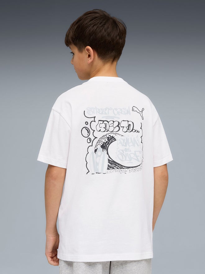 PUMA Boys White Relaxed Back Graphic T-Shirt - Image 4
