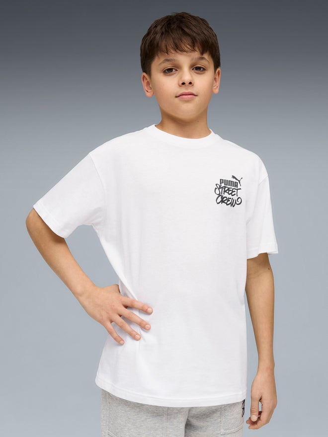 PUMA Boys White Relaxed Back Graphic T-Shirt - Image 3