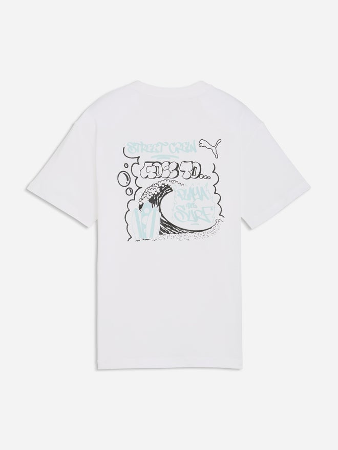 PUMA Boys White Relaxed Back Graphic T-Shirt - Image 2