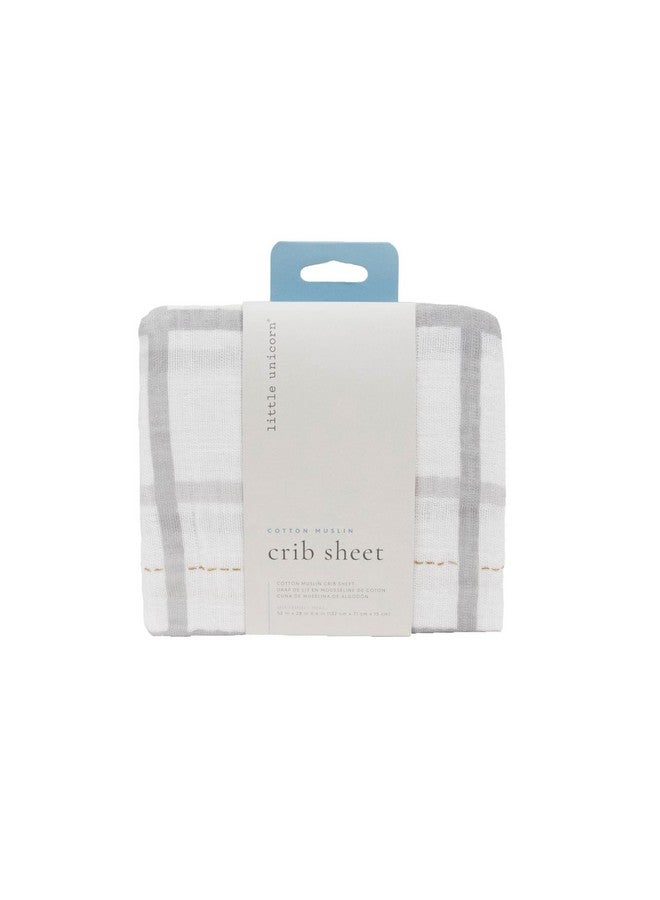 Little Unicorn Premium Crib Sheet | Breathable & Super-Soft Muslin Fabric (Grey Plaid) - Image 3