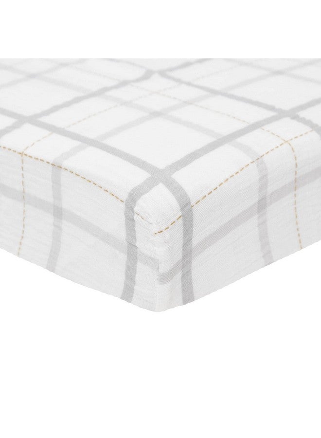 Little Unicorn Premium Crib Sheet | Breathable & Super-Soft Muslin Fabric (Grey Plaid) - Image 2
