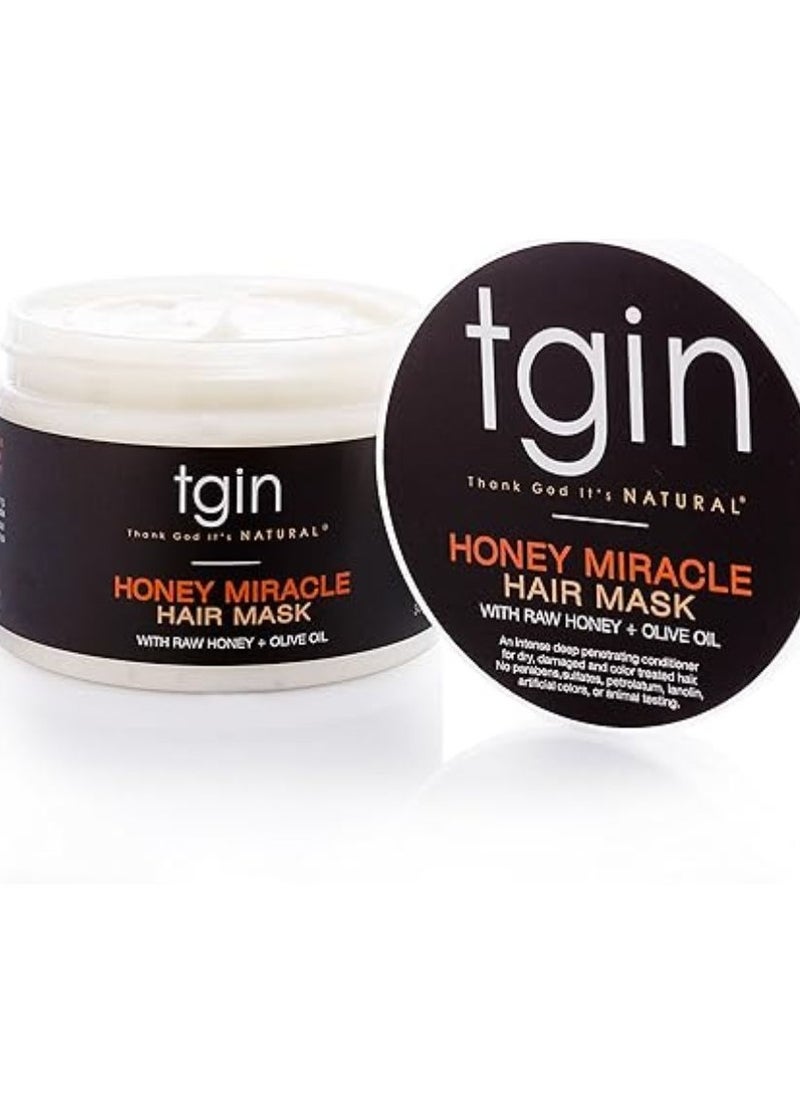 Tgin Honey Miracle Hair Mask Deep Conditioner with Raw Olive Oil For Natural Dry Curly Hair 340 g  - Image 4