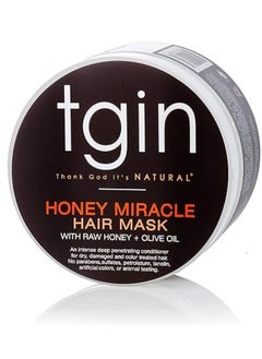 Tgin Honey Miracle Hair Mask Deep Conditioner with Raw Olive Oil For Natural Dry Curly Hair 340 g  - Image 1