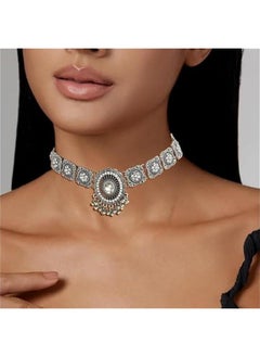 GELESE Indian Jewelry Sets for Women Bollywood Choker Necklace Earring Set Gold Jhumkas Indian Earrings Traditional Vintage Ethnic Accessories Indian Outfits Wedding Party Prom JewelrySXVPS  - Image 3