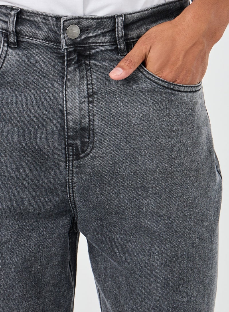 ستايلي جينز واسع الساق بخصر متوسط مغسول - Image 4