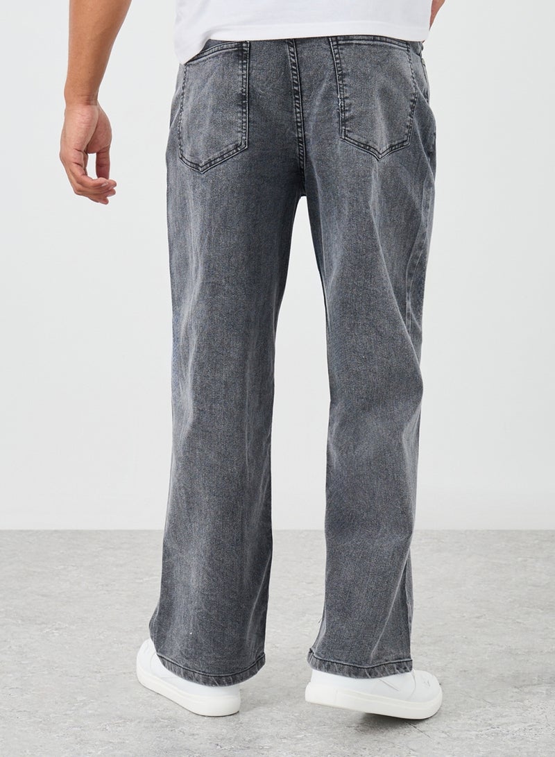 ستايلي جينز واسع الساق بخصر متوسط مغسول - Image 3