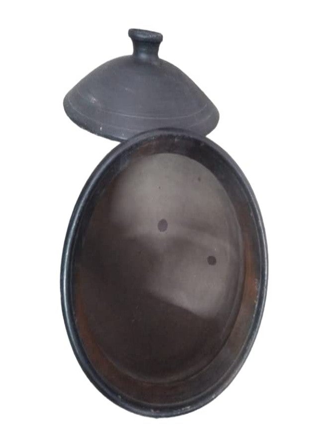 LKC Clay Kadhai مع غطاء لطهي الطعام الجيد مثل الدجاج هاندي/بانير كادهاي/دال فراي/إلخ مقاس 25 × 25 × 35 سم - Image 3