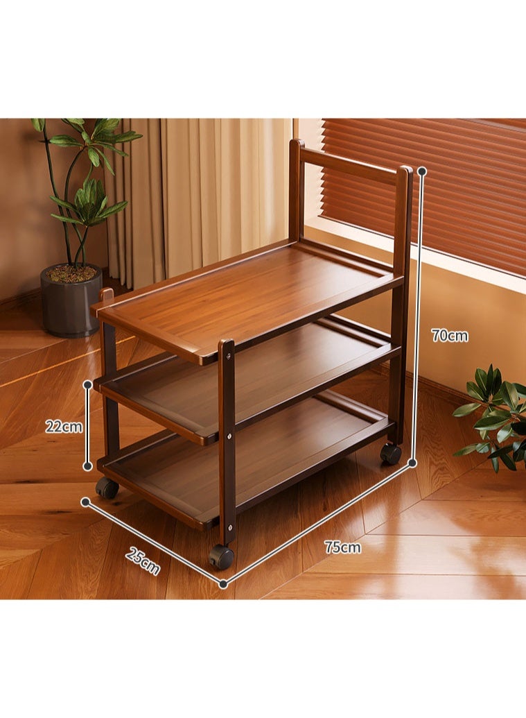 POWER 3 Tier Wooden Rolling Serving Trolley Cart with Wheels, Multi Functional Storage Kitchen Cart Mobile Utility Organizer for Home Kitchen Living Room Bar Bathroom, Vintage Style - Image 4