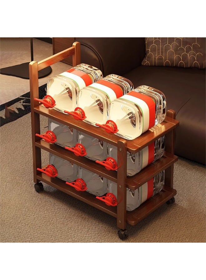 POWER 3 Tier Wooden Rolling Serving Trolley Cart with Wheels, Multi Functional Storage Kitchen Cart Mobile Utility Organizer for Home Kitchen Living Room Bar Bathroom, Vintage Style - Image 5