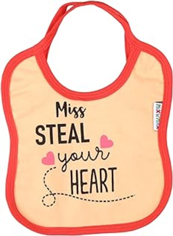 Mix and Max Mix&Max Cotton Bib Printed Heart For Girls-Multicolor