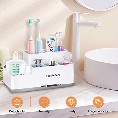 DoubleCare Toothbrush Holder with Anti-Slip, Bathroom Organizer Countertop Detachable for Easy Cleaning, Multifunctional Storage, Bathroom Caddy for Toothpaste, Shaver,Great for Home, Vanity Organizer, Office - Image 5