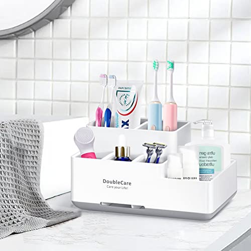 DoubleCare Toothbrush Holder with Anti-Slip, Bathroom Organizer Countertop Detachable for Easy Cleaning, Multifunctional Storage, Bathroom Caddy for Toothpaste, Shaver,Great for Home, Vanity Organizer, Office - Image 3