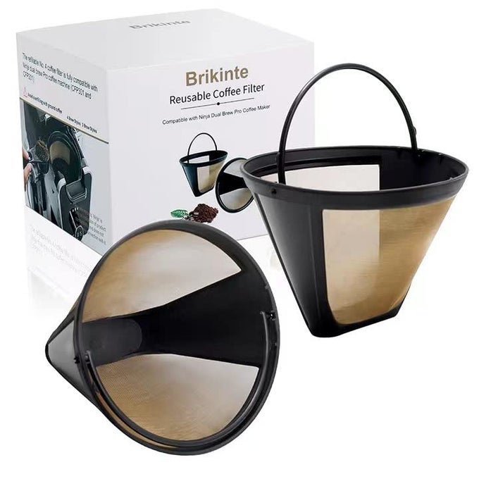 REUSABLE COFFEE FILTERS FOR NINJA DUAL BREW COFFEE MAKER 2 PACK PERMANENT COFFEE FILTER 4 REPLACEMENT COMPATIBLE WITH NINJA CUISINART COFFEE MAKER FILTER