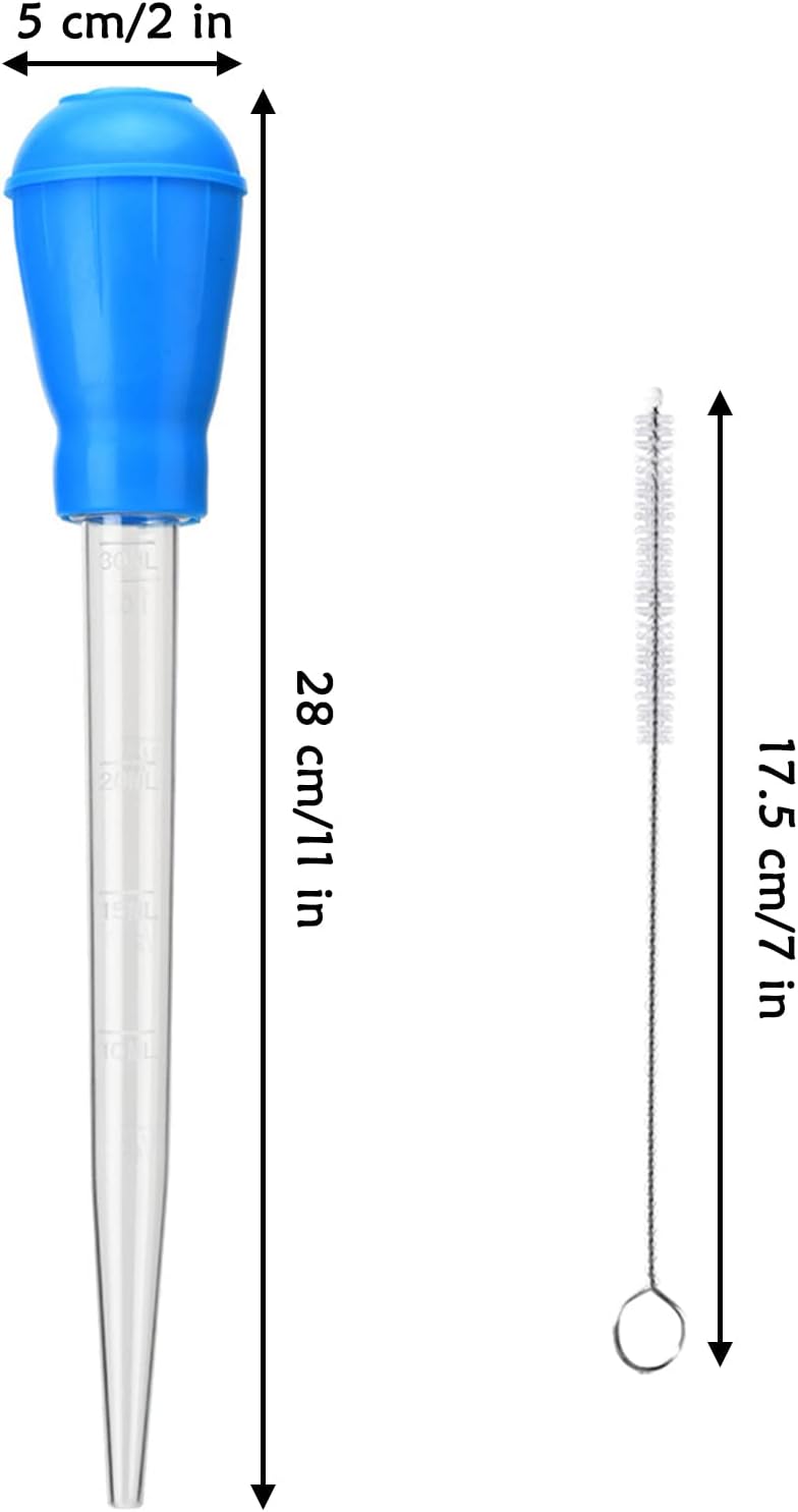 TXIN 5 Pieces 30ml/1oz Turkey Baster with 5 Cleaning Brush, Plastic Syringe Baster with Silicone Pump Head, Heat-resistant Meat Marinade Injector with Measurments for BBQ Grill Baking Kitchen Cooking - Image 2