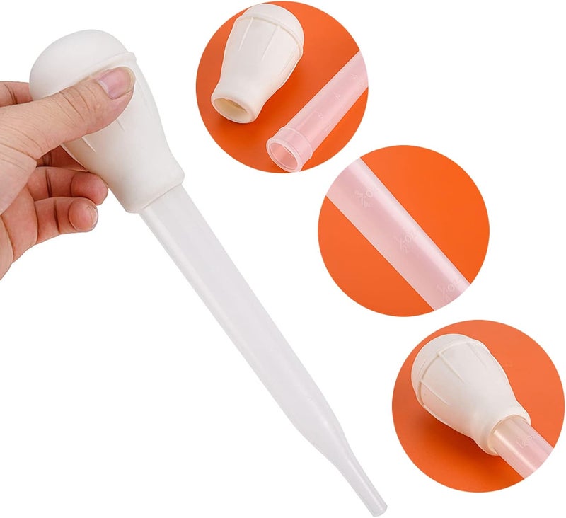 TXIN 5 Pieces 30ml/1oz Turkey Baster with 5 Cleaning Brush, Plastic Syringe Baster with Silicone Pump Head, Heat-resistant Meat Marinade Injector with Measurments for BBQ Grill Baking Kitchen Cooking - Image 3