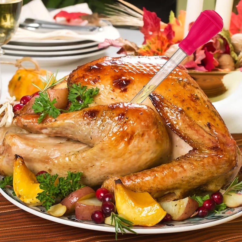 TXIN 5 Pieces 30ml/1oz Turkey Baster with 5 Cleaning Brush, Plastic Syringe Baster with Silicone Pump Head, Heat-resistant Meat Marinade Injector with Measurments for BBQ Grill Baking Kitchen Cooking - Image 5