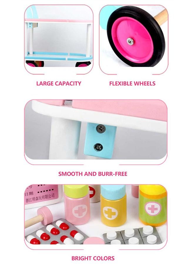 JSAITOYS Wooden Medical Push Car Toys Doctor Tools Set For Kids Play - Image 5