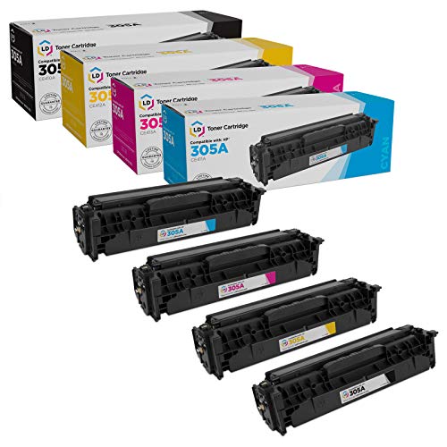 LD Products Compatible Toner Cartridge Replacement for (4-Pack, Black, Cyan, Magenta, Yellow) HP 305A Works with Laserjet Pro 300 Color MFP M375nw, 400 Color: M451dn, M451dw, MFP M451nw - Image 1