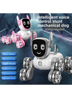 Generic Children's Intelligent Voice Control Robot Dog Electric Mechanical Dancing Toy Dog Gesture Induction Remote Control Electronic Mechanical Dog-Color:White Eight-wheel Stunt Mechanical Dog (voice Control Handle Remote Control + Watch Remote Control)  - Image 3