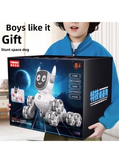 Generic Children's Intelligent Voice Control Robot Dog Electric Mechanical Dancing Toy Dog Gesture Induction Remote Control Electronic Mechanical Dog-Color:White Eight-wheel Stunt Mechanical Dog (voice Control Handle Remote Control + Watch Remote Control)  - Image 2