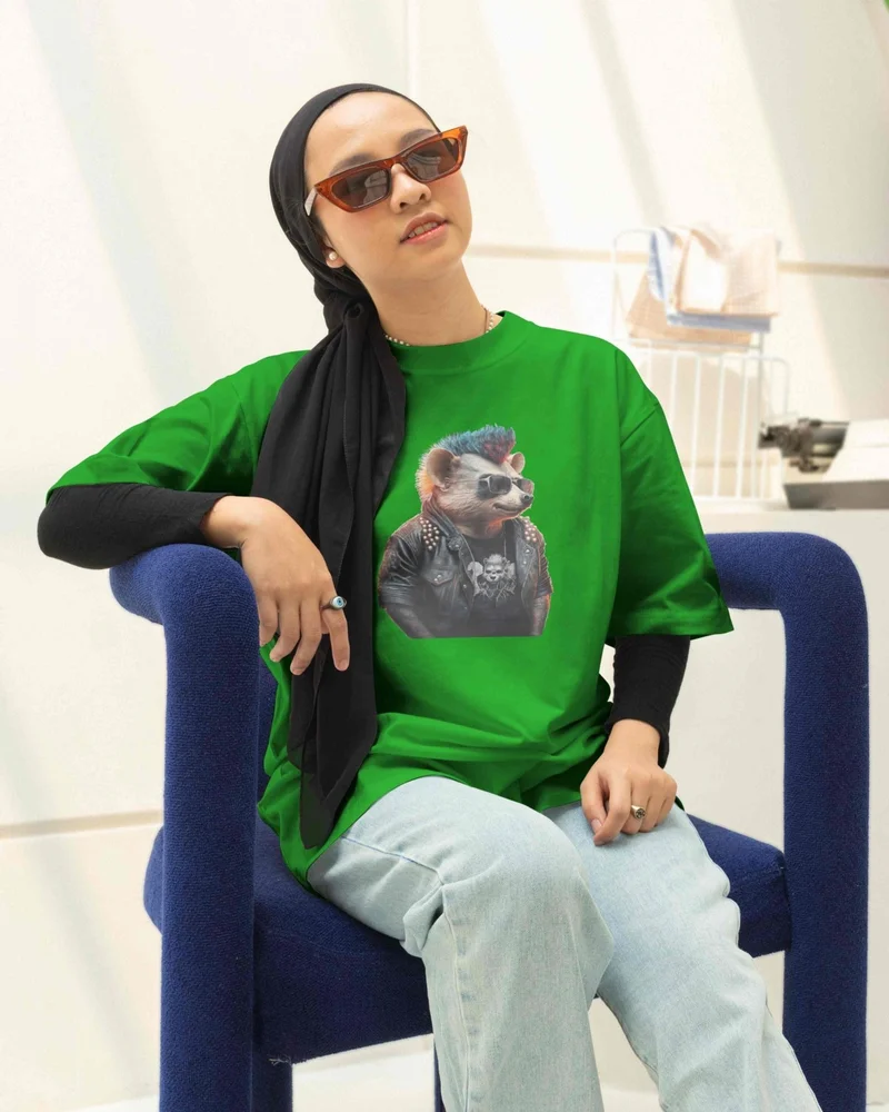 دوغ فش Jersey T-Shirt Green Printed Oversize Crew Neck Short Sleeve T-Shirt