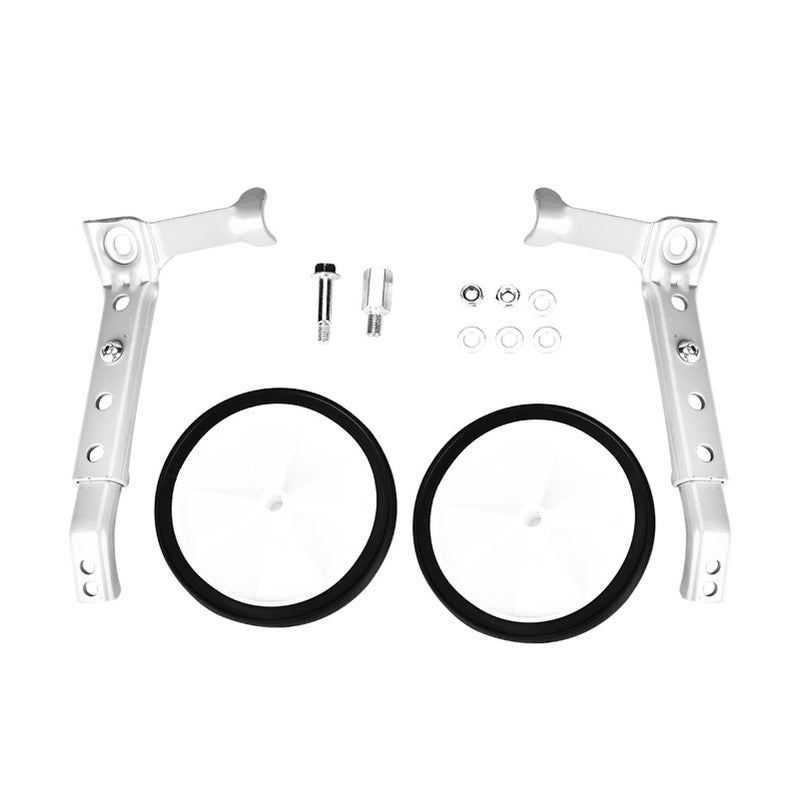 Variable Speed Bicycle Training Wheels Adjustable for Kids Bikes 16" to 22" (Silver) - Image 1