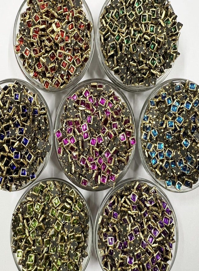 Unikart Colour Glossy Kundan Beads Square 4x4mm for Jewellery Making, Art & Craft Set of 700 Pieces with Free Fabric Glue & Storage Box - Image 2