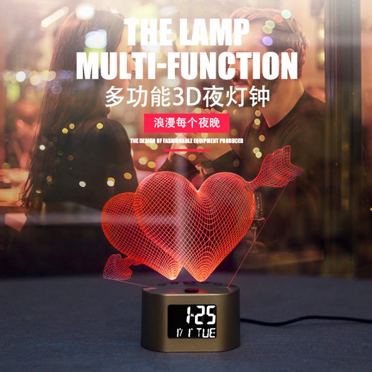 Led Lamp Transform Creative With Acrylic Pattern Electronic Calendar Gift 3D Colorful Night Light Alarm Clock - Image 2