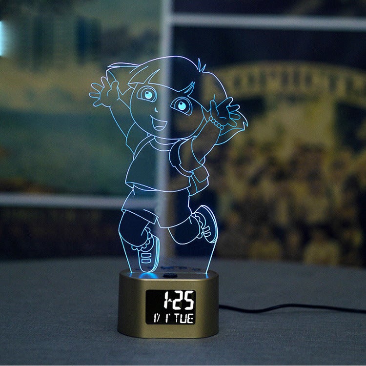 Led Lamp Transform Creative With Acrylic Pattern Electronic Calendar Gift 3D Colorful Night Light Alarm Clock - Image 1