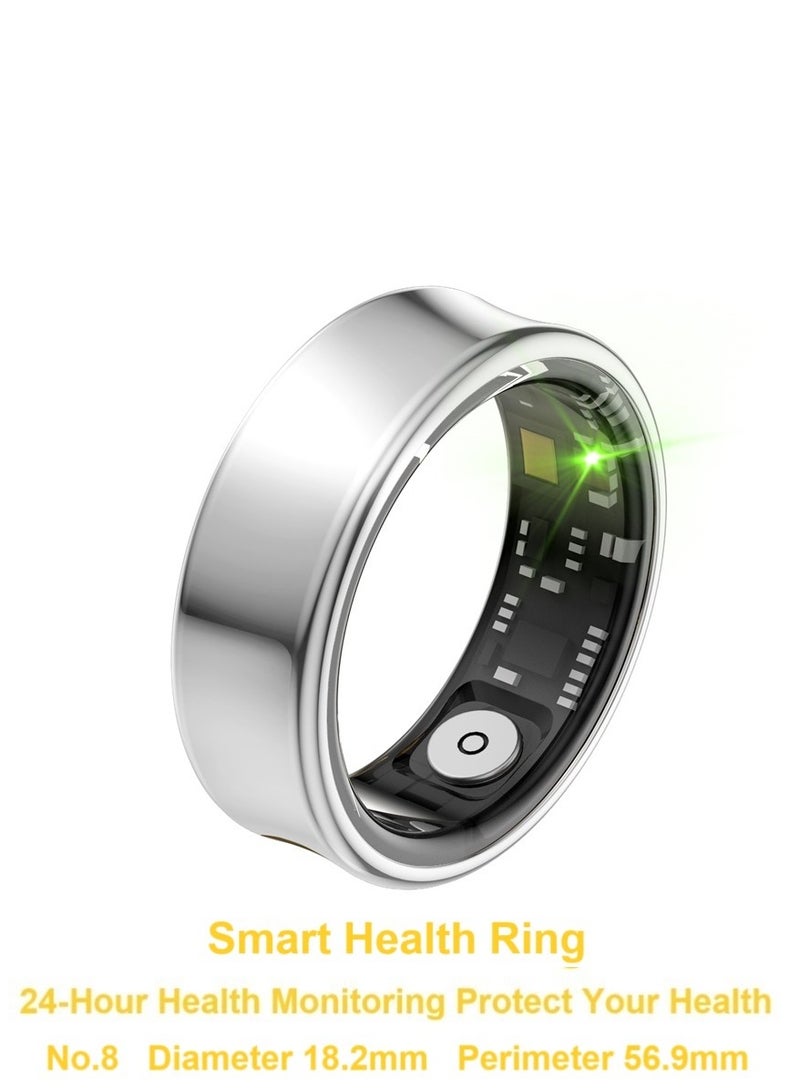 General Smart Health Ring for Heart Rate BlodOxygen Sleep Monitoring all Weather Motion Calculation 24-hour Health Monitoring Protect Your Health Bright Silver No.18  - Image 1
