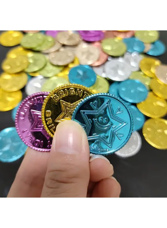 50 Pieces Assorted Pirate Golden Coins Seven Colors Plastic Coin Props for Family Gatherings Events Holiday Parties Christmas Halloween Decorations - Image 1