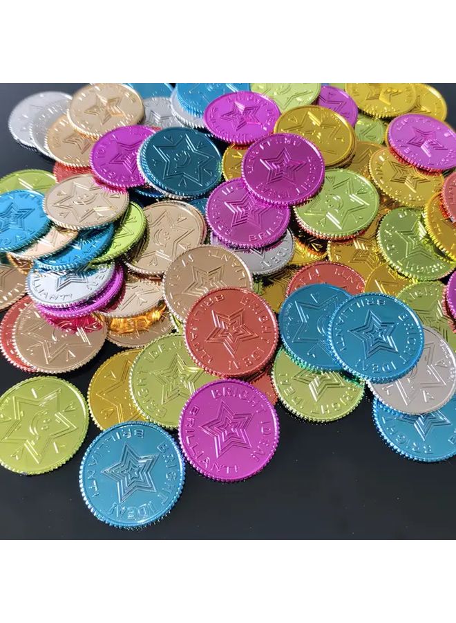 50 Pieces Assorted Pirate Golden Coins Seven Colors Plastic Coin Props for Family Gatherings Events Holiday Parties Christmas Halloween Decorations - Image 2