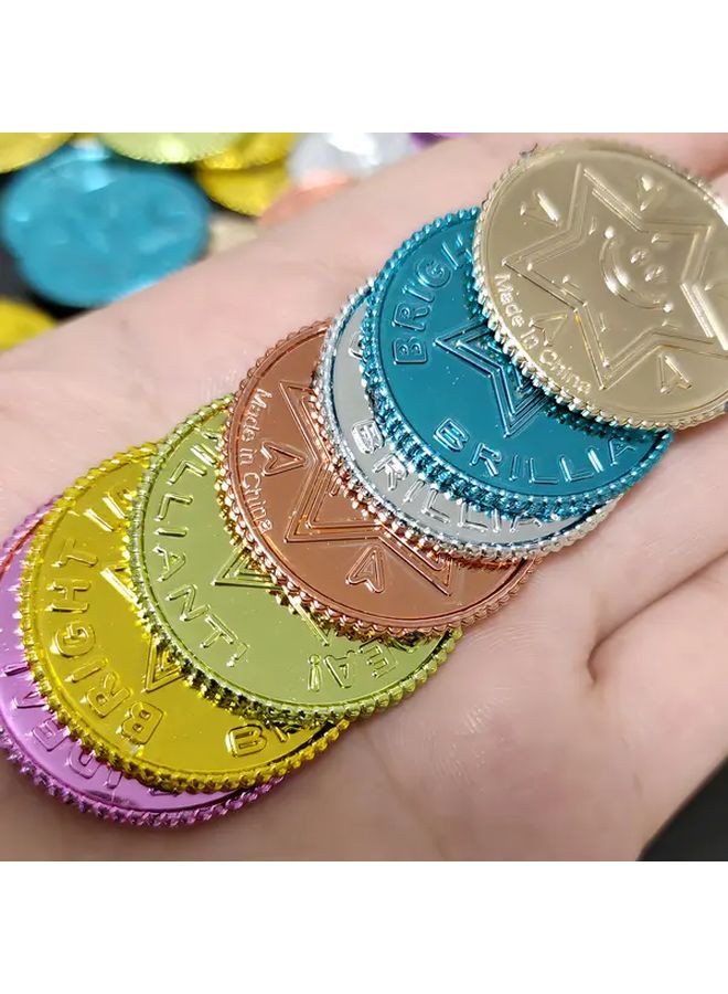 50 Pieces Assorted Pirate Golden Coins Seven Colors Plastic Coin Props for Family Gatherings Events Holiday Parties Christmas Halloween Decorations - Image 5