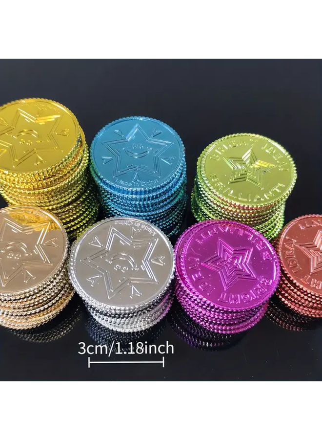 50 Pieces Assorted Pirate Golden Coins Seven Colors Plastic Coin Props for Family Gatherings Events Holiday Parties Christmas Halloween Decorations - Image 4
