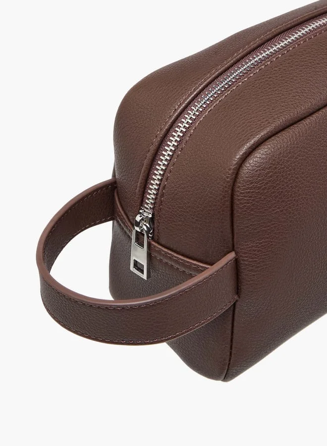 DUCHINI Men's Textured Pouch with Zip Closure and Wristlet Strap