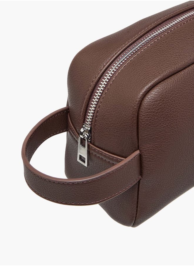 DUCHINI Men's Textured Pouch with Zip Closure and Wristlet Strap  - Image 3