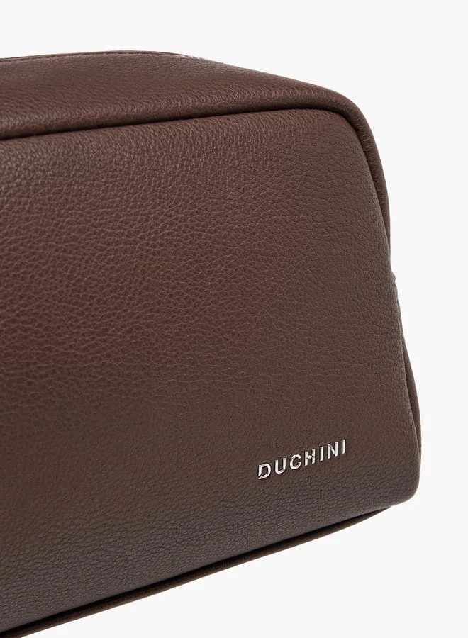 DUCHINI Men's Textured Pouch with Zip Closure and Wristlet Strap