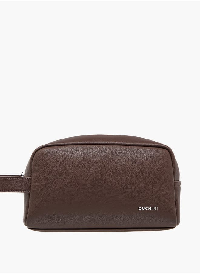 DUCHINI Men's Textured Pouch with Zip Closure and Wristlet Strap  - Image 1