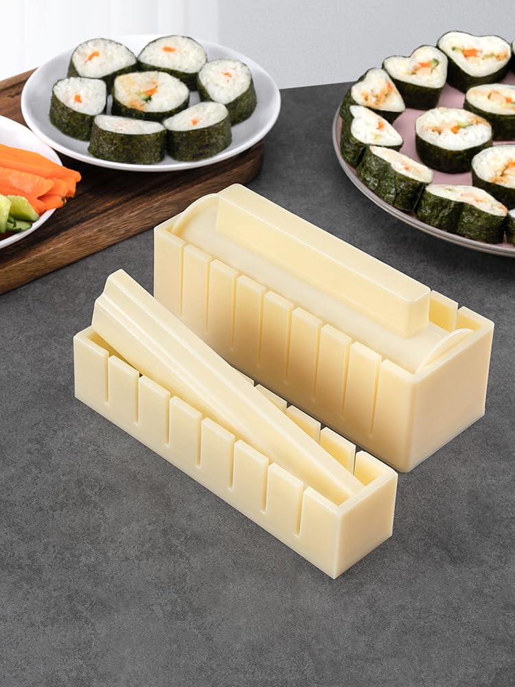 VIHAX Sushi Making Kit - 10 Pieces Sushi Maker Set Sushi Rolls Rice Press Mold Sushi Maker Kitchen Supplies Cake Roll Mold Mould (Round Mold) - Image 4