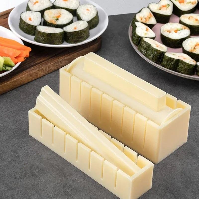 VIHAX Sushi Making Kit - 10 Pieces Sushi Maker Set Sushi Rolls Rice Press Mold Sushi Maker Kitchen Supplies Cake Roll Mold Mould (Round Mold) - Image 2