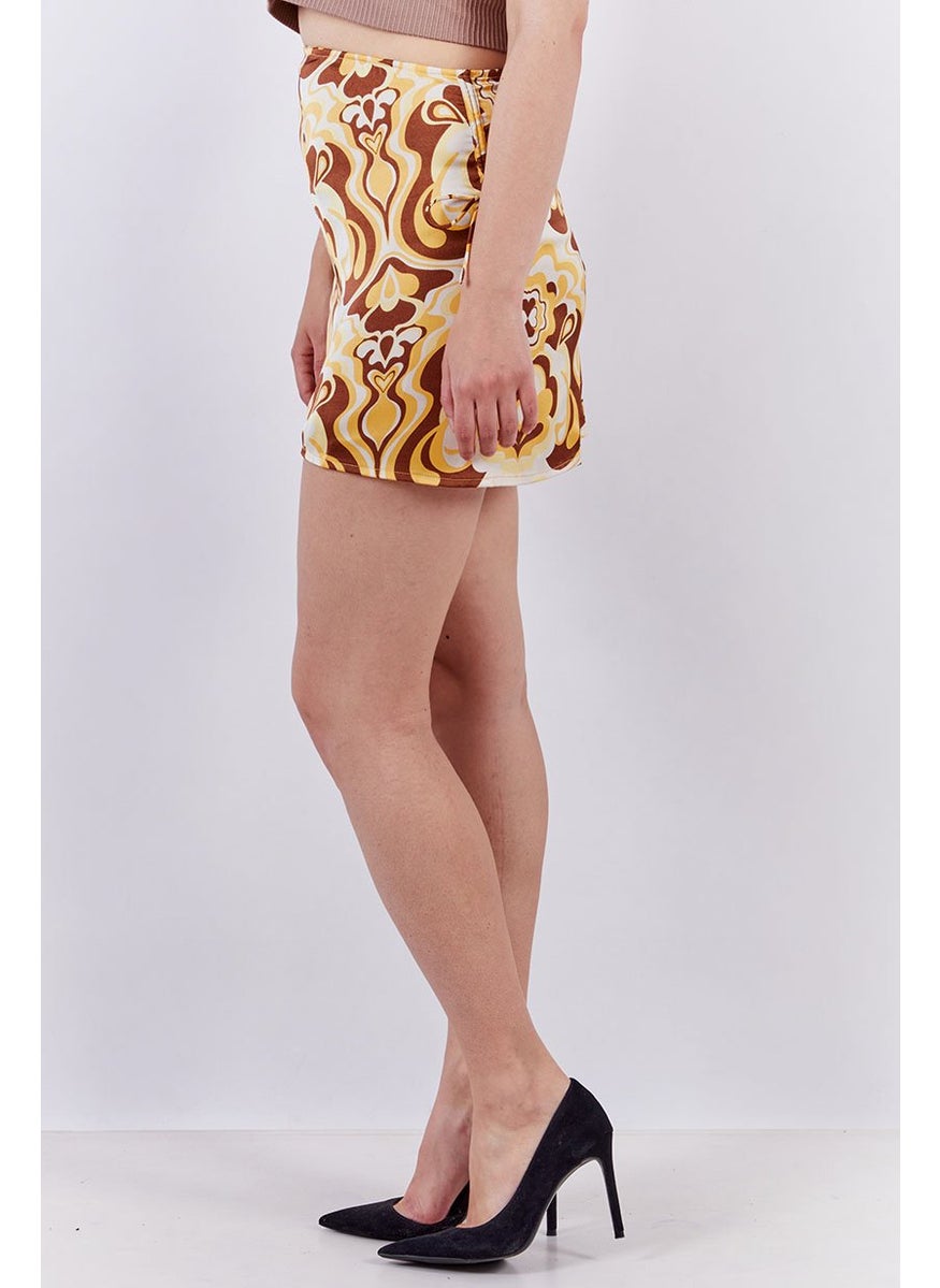 Don't Call Me Jennyfer - Women Textured Allover Print Mini Skirt, Sand - Image 1