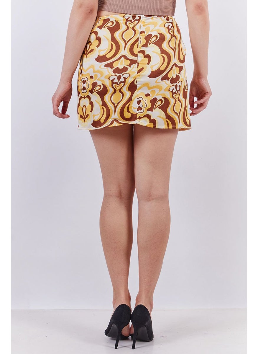 Don't Call Me Jennyfer - Women Textured Allover Print Mini Skirt, Sand - Image 1