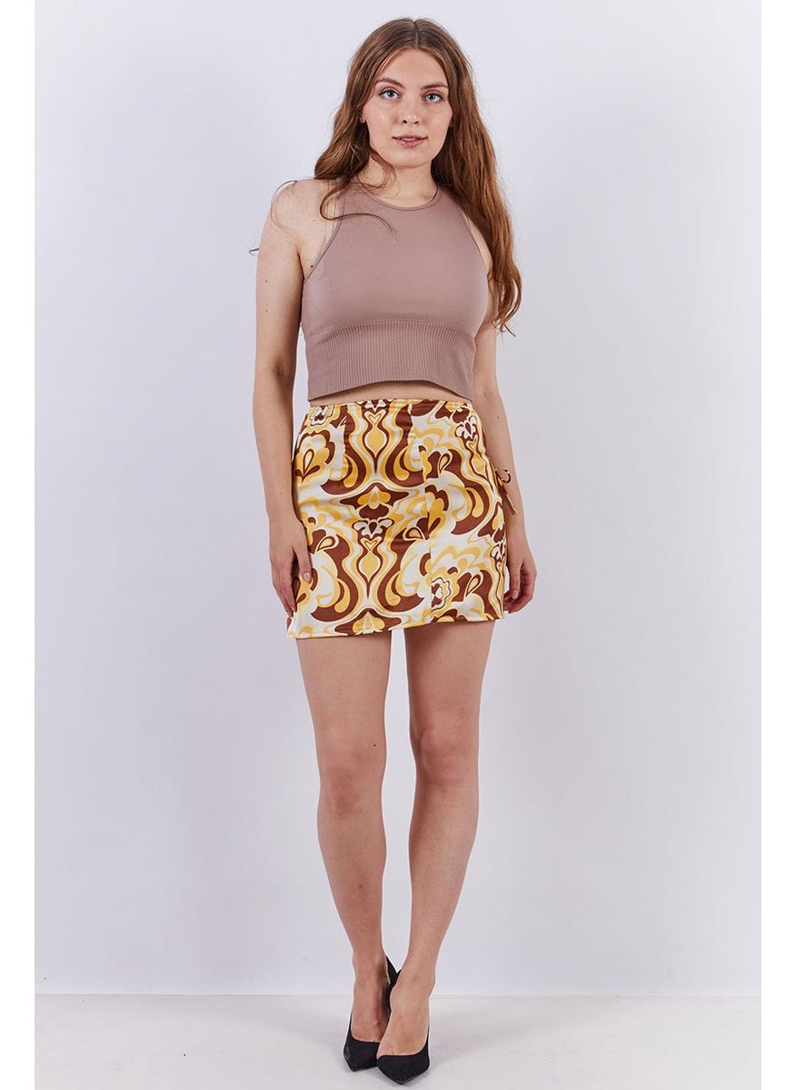 Don't Call Me Jennyfer - Women Textured Allover Print Mini Skirt, Sand - Image 1