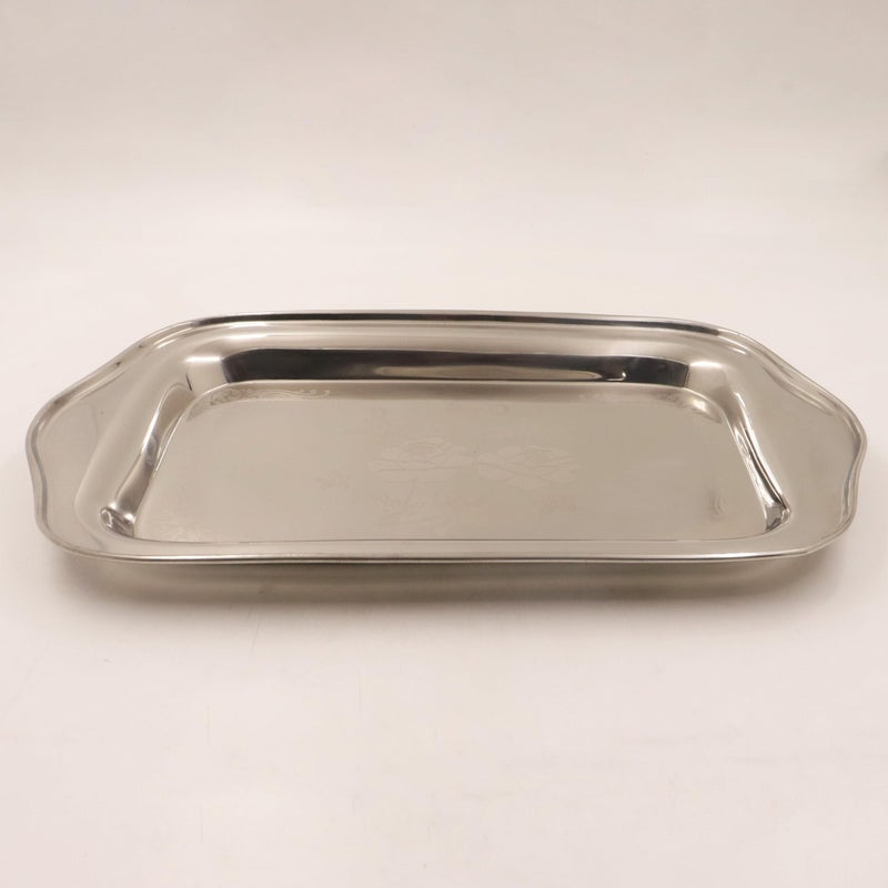 Spillbox Stainless Steel Multipurpose Serving Tray| Poonam Tray|SS Tray|Food Grade Material|Dinnerware |Mirror Finish[Length:37cm Weight:350gm]-Rose Tray Small - Image 5