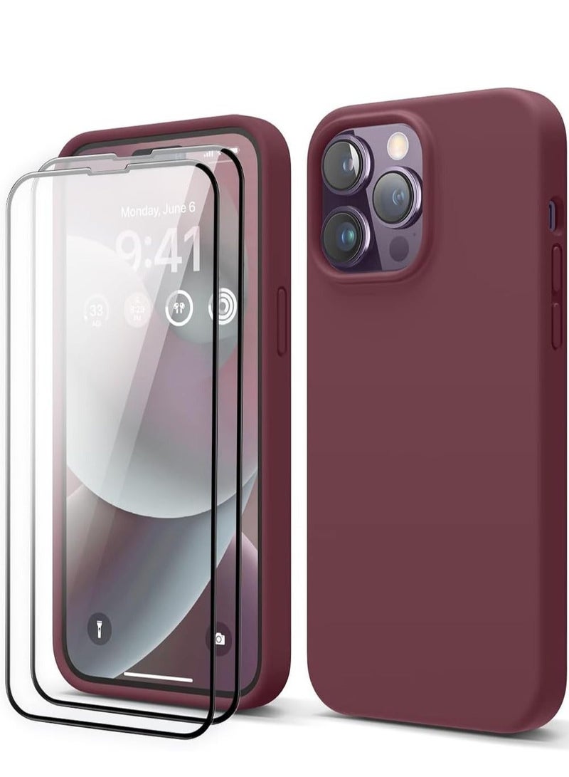 راكسوم [3 في 1] غطاء حماية لهاتف iPhone 15 Plus مع واقي شاشة من الزجاج المقوى 9H، غطاء حماية فاخر من السيليكون السائل المقاوم للصدمات، غطاء هاتف نحيف لهاتف iPhone 15 Plus (2023) (iphone 15 Plus، أحمر) - Image 1