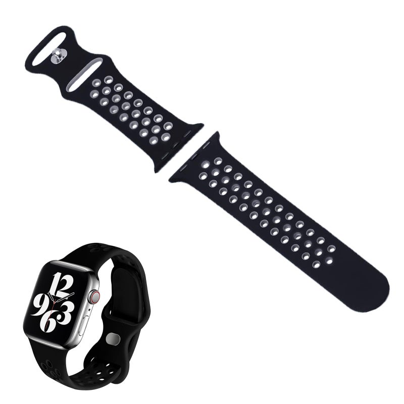Duomama Breathable Silicone Sport Band for Apple Watch 49/45/44/42mm – Air Hole Design Soft Strap for Men & Women - Image 1